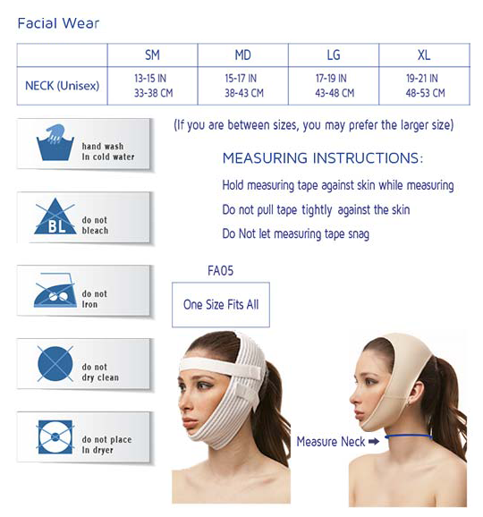 Post Facial Surgery Chin Strap Compression Garment with Full Neck Support –